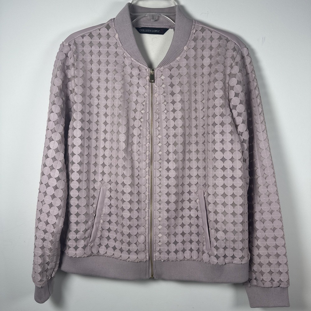 Colleen Lopez Faux Leather Light Purple Polyurethane & Lace Long Sleeve Size L